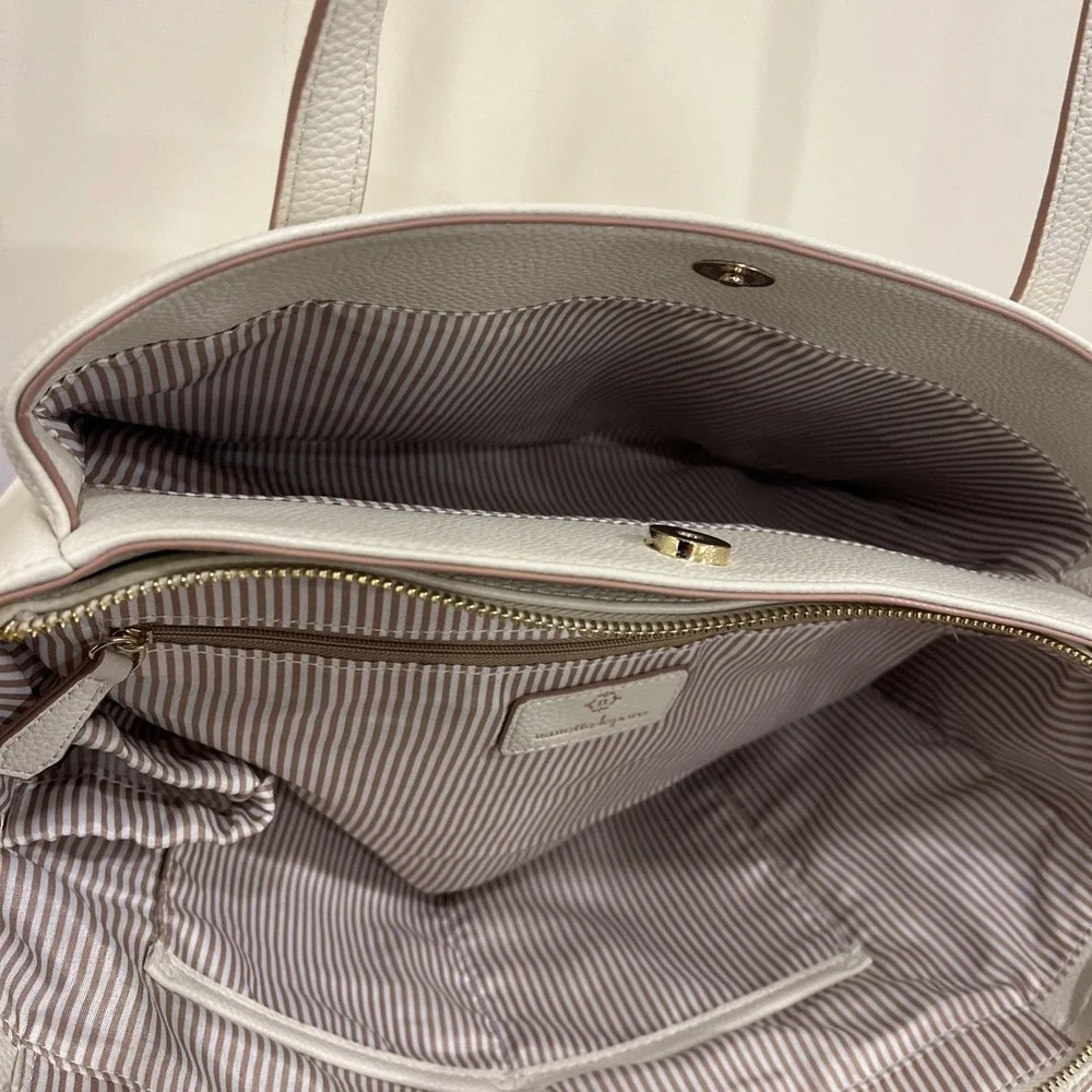 Nanette Lepore White Vegan Leather Pebble Tote Purse Smaller Bag Inside NWT Rice